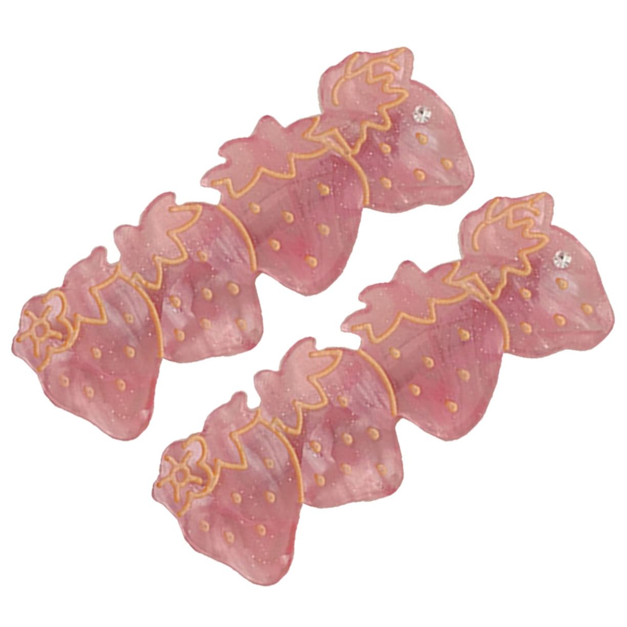 PartyKindom 2pcs Strawberry Barrettes Hair Styling Long Cute Clips Pink Plastic