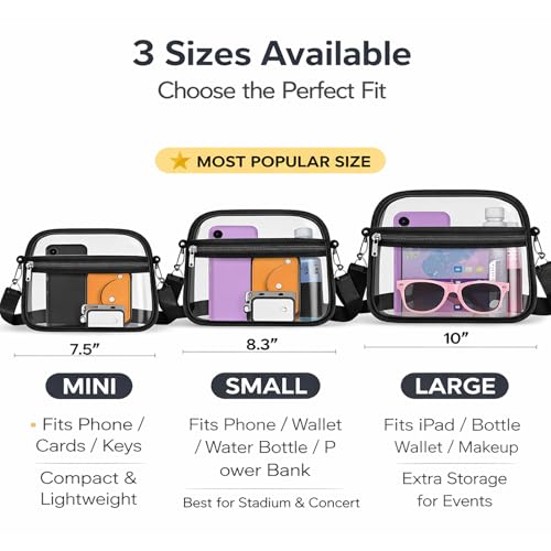 Image of Oraben Clear Bag for Stadium Events Clear Purse Stadium Bag Satchel Handbags for Sports Events Concerts Festivals | Stadium Approved
