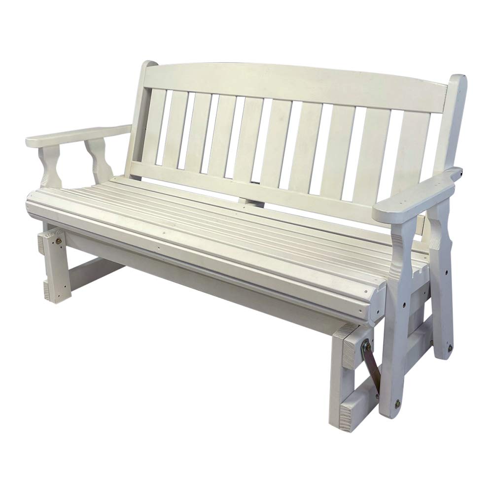 Amish Casual Heavy Duty 800 Lb Mission Pressure Treated Porch Glider (5 Foot, Semi-Solid White Stain)
