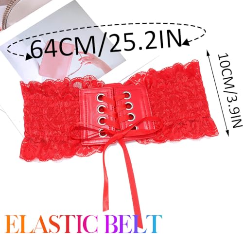 BODIY Lace Elastic Belt Black Lace Wide Belt Vintage Waist Accessories for Women3