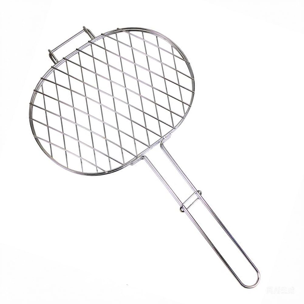 Griglia per pesce, in acciaio inox 304, 60 cm, pieghevole, con manico lungo, ovale, per pesce, verdure, gamberi, bistecche, campeggio, cucina all'aperto