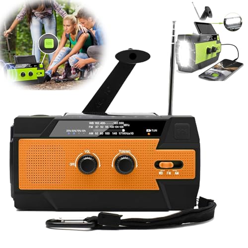 Trailblazer 緊急ソーラー電源ラジオ 2.0 Am/Fm/NOAA ラジオ ポータブルバッテリー駆動 SOSアラーム LED/USB 携帯電話充電器 ハンドクランク充電ラジオ 屋内/屋外の緊急事態用 (イエロー)