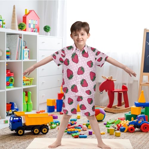 Image of visesunny Funny Boy's 2 Pieces Shirt and Short Set Casual Shirts Short Sleeve Beach Shorts Summer Outfits for 3-10 Years Kids