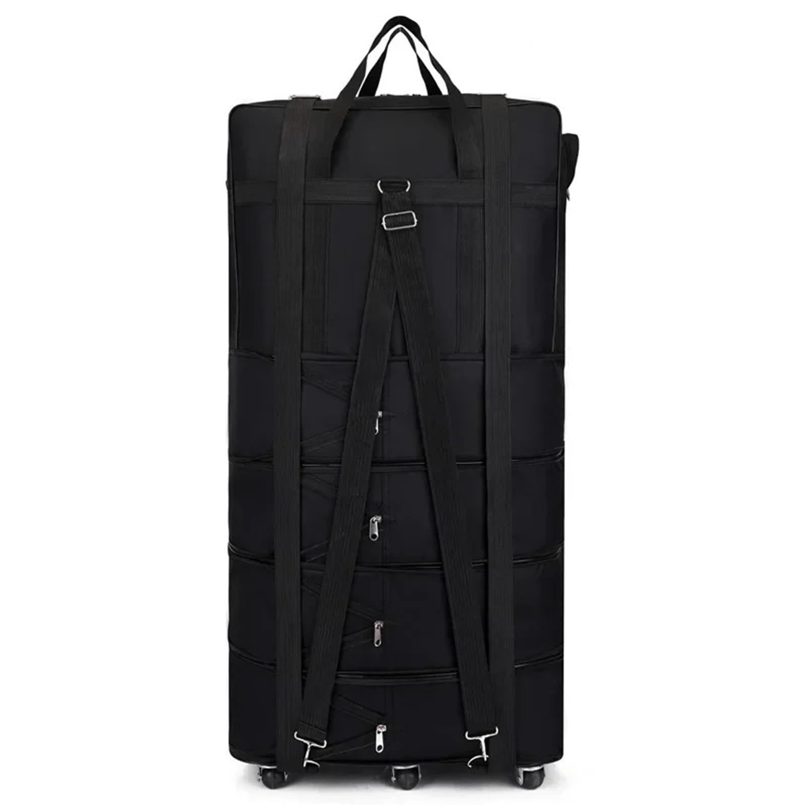 Borsa da stiva for compagnia aerea di grande capacità Cubi imballaggio rotolanti Ruota universale in movimento viaggio pieghevole for deposito bagagli Oxford Per Sport Fitness(Black 95X48X28)