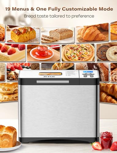 image for KBS 2LB 19-in-1 Programmable Bread Maker, Stainless Steel Bread Machin