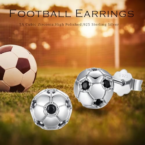 925 Sterling Silver Soccer Ball Earrings - Sports Jewelry Gifts for Women and Men 6
