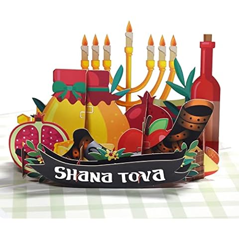 Magic Ants Menora Lights Pop Up Card Rosh Hashanah Seather New Year Card with Envelope - Jewish Holiday Cards, Shana Tova Celebration Card, Pop Up Greeting Cards - Cute New Year Cover