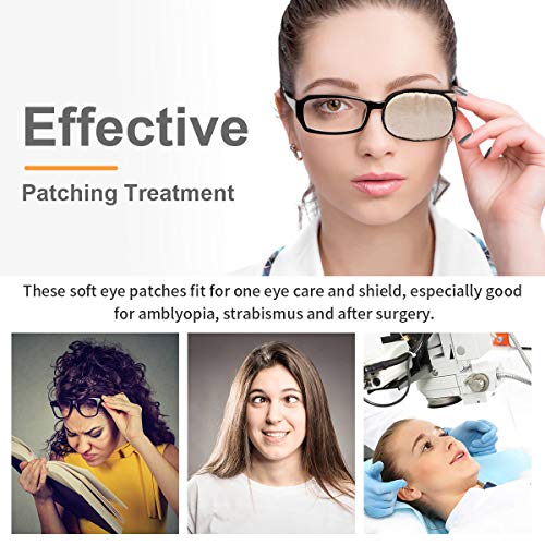 Image of eZAKKA Eye Patches for Adults, Eye Patch for Glasses Silk Patch for Lazy Eye Amblyopia Strabismus and After Surgery (Brown+Black)