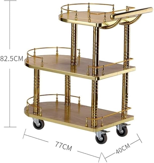 Mobile Kitchen Storage Cart with Wine Rack 3 Tier Utility Trolley for Drinks Catering and nization Rolling Cart on Wheels (77 * 40 * 82cm)-SParwaSm