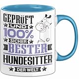 Trendation Hundesitter Geschenk Lustiger Spruch für Hundesitter Geschenkidee Bester Hundesitter Der Welt (Blau)