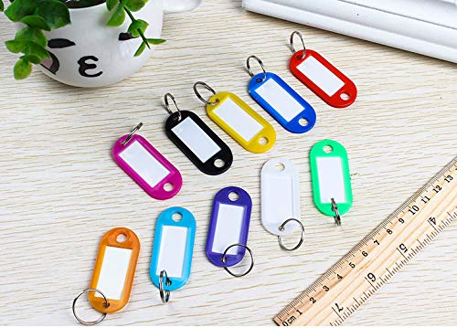 50 Étiquettes Porte-clés Colorées - Marqueurs Plastique Pour Clés, Bagages, Identification Avec Fenêtre Transparente
