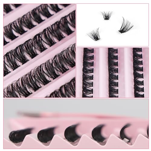 DIY Lash Extension Kit,200pcs Lash Clusters Individual Lashes Eyelash Extension Kit D Curl Volume Cluster Eyelashes with Lash Bond and Seal and Lash Tweezers,Application at Home Lash Extension Kit(50D - Image 4