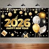 Neujahrshintergrund 2026,180 x 110 cm (71 x 43 Zoll), Neujahrsbanner-Hintergrund für Neujahrs- und Silvesterdekorationen für Neujahrsparty-Events