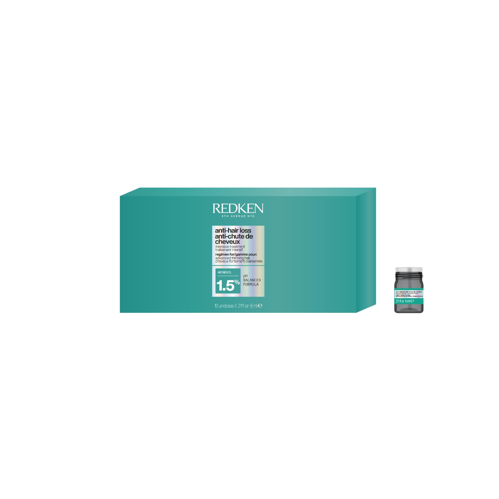 Redken, Trattamento Intensivo in Fiale per la Caduta Temporanea, Capelli dall'Aspetto più Pieno e più Spesso, Con Aminexil, Fiale Volumizzanti, Cerafill, Acidic Grow Full System, 10x6 ml