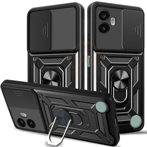 Image of Armor Bumper Back Cover Case for Nothing CMF Phone 1 Rotating Camera Cover, Ring Holder & Kickstand | Heavy Duty & 360 Degree Protection Nothing CMF Phone 1 Back Cover (Black)