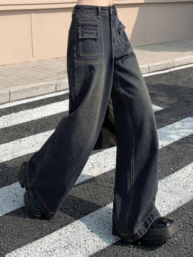Image of GRECIILOOKS Baggy Jeans for Women | High Waist Wide Leg Stylish for Girls Trendy Women's Pant | Loose Jean for Women's | Jean for Womens