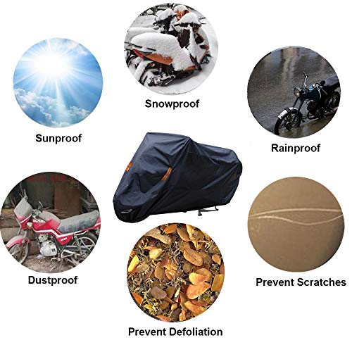 Seazen Motorcycle Cover Waterproof/Dustproof/Snowproof/Uv Protection Motorcycle Covers 5 Layer Breathable Fabric With Lock-Holes Fit For Most Types (Motorcycle-Xl Up To 102") #TOP1