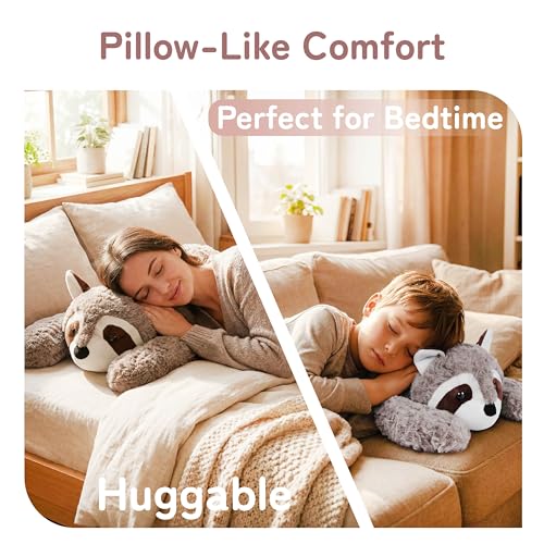 Image of Niuniu Daddy 25 inch 5lb Weighted Raccoon Stuffed Animals for Kids & Adults, Large Weighted Plushies Pillow for Sleeping and Calming, Cute Lying Plush Toy Huggable Gift for Everyday Comfort