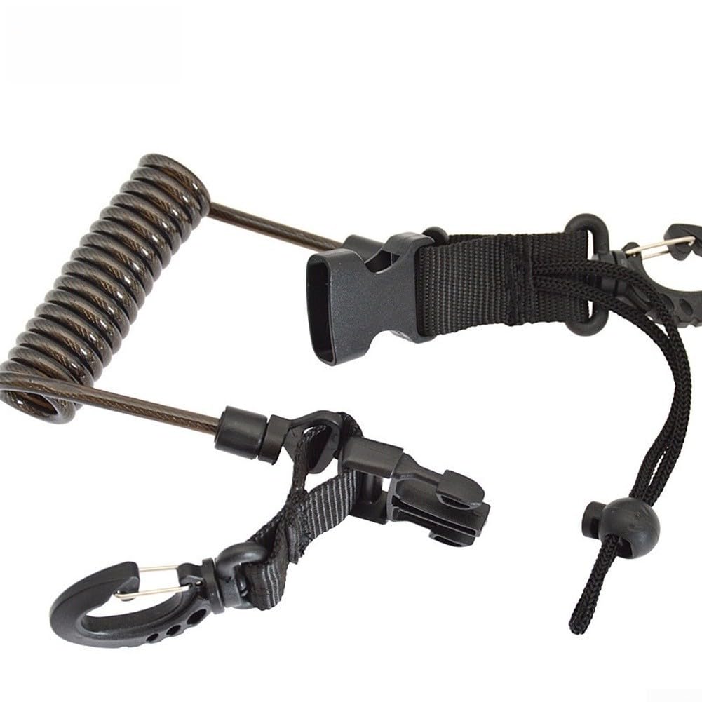 Cordino per fotocamera subacquea, elastico da 1,1 m per filo a molla in acciaio inox rivestito in TPU, con fibbia a sgancio rapido, sicuro laccio anti-smarrimento per attrezzatura subacquea e