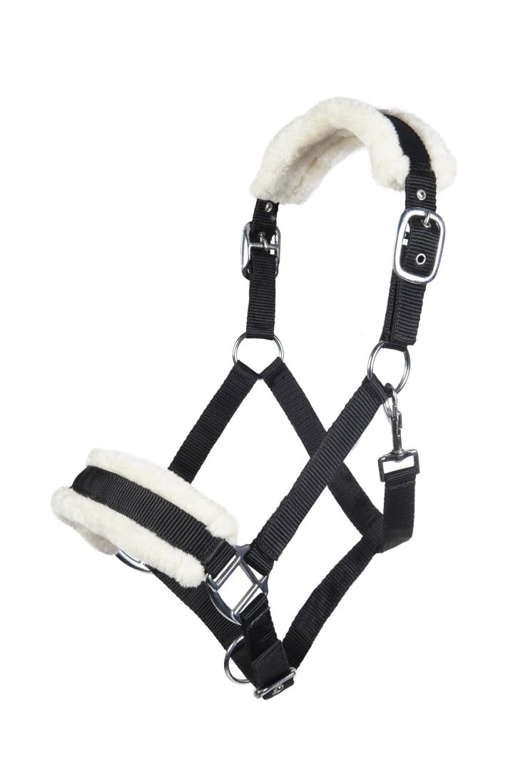 HKM 11796 Bischofshofen Headcollar Plush Padding Horse Halter Black, Warmblood