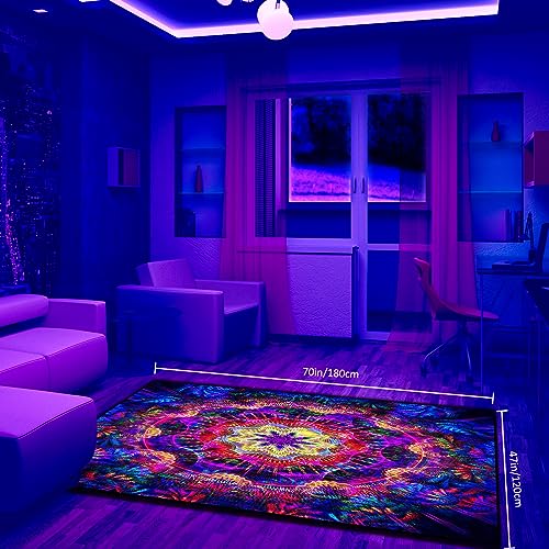 Tapete decorativo mandala Boho negro fluorescente 70x47 pulg miniatura 3