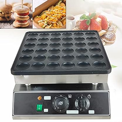 36-Platz Waffeleisen 1000W Edelstahl Waffelautomat Kommerzielle Waffelmaschine mit Antihaftbeschichteten, Waffle Maker Einstellbare Temp & Zeit Belgischen Waffeleisen für Mini Kreisförmige Waffeln – Bild 3