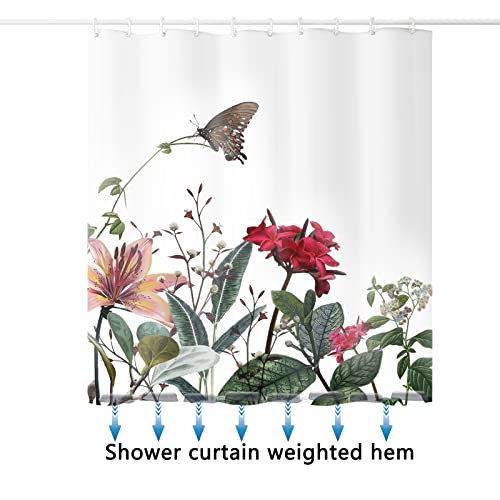 Niidder Shower Curtain, Fabric Shower Curtain Black Butterfly Floral Shower Curtain - 72" W X 72" L With 12 Hooks For Home Hotels Shower Curtains For Bathroom, Waterproof Shower Curtain Liners #TOP2