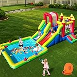 Umbalir 10-in-1 Inflatable Water Park - Giant Bounce House with 2 Water Slides, Big Splash Pool, Water Cannons, Climbing Wall, Tunnels & Obstacle Course for Endless Fun