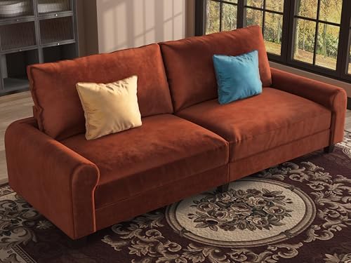 EASE MOOSE 70.6 Velvet Loveseat Sofa Love Seat Couches for Living Room & Small Space Comfy Deep Seat Couch with Solid Wood Frame and Removable Washable Cover Caramel