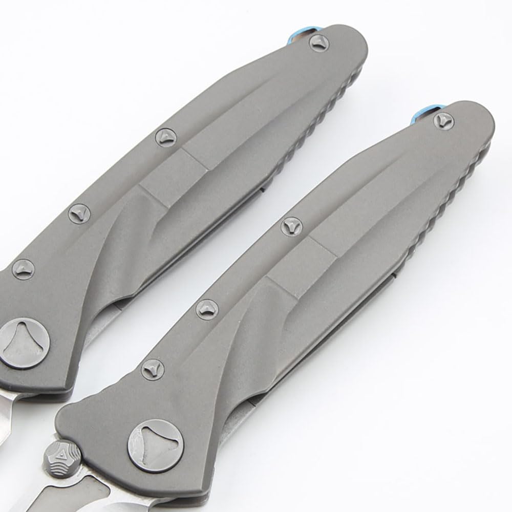 Klappmesser 9" Taschenmesser Premium Aus Edelstahl D2 & Titan, Outdoor Survival Messer Camper Jagdmesser, Scharfes Einhandmesser, Gegen Praktisch Messer EDC mit Taschenclip, Keramik Lager & Werkzeug