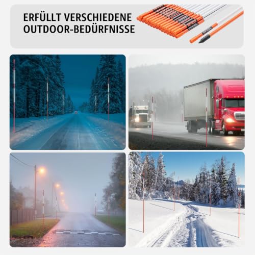 VEVOR 30er-Set Schneestangen 47,8 Zoll (121,5 cm) Auffahrtstangen orange UV-beständige Beschichtung Reflektierende Einfahrtsmarkierung Inkl. 1 Paar Schutzhandschuhe und 1 extralangen Stahlbohrer