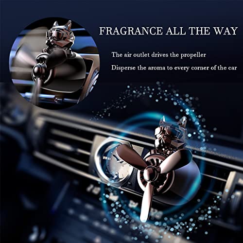 Image of Car fragrance diffuser pilot air outlet cartoon rotating fan leaf perfume cute shape freshener with 2 fragrances (dog-black), Pack of 1 (MY-307)