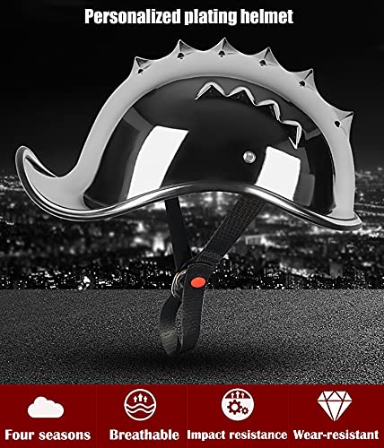 Hanhua Retro Half Helmet For Men And Women, Vintage Motorcycle Half Open Face Jet Helmet, Dot/Ece Certified Half Shell Helmet For Motorbike Cruiser Chopper Moped Scooter, Chrome Gold A, X-Large #TOP2