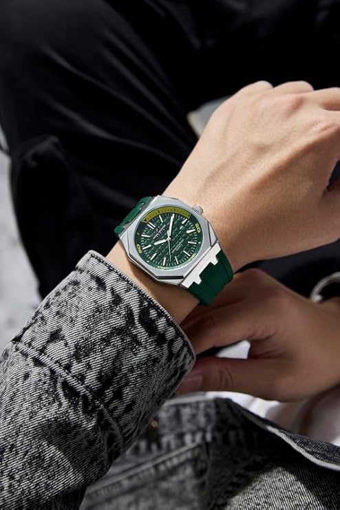 Image of Daniel Hechter Paris Monceau Collection Analoge Watch for Men with Textured Octagone Dial and Silicon Strap-DHM1008