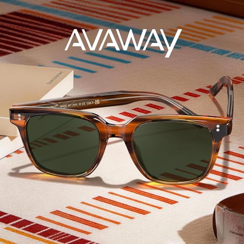 Image of AVAWAY Polarized Sunglasses for Men UV Protection, Square Acetate Frame Outdoor Driving Sun Glasses