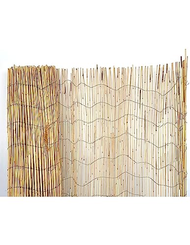 Cañizo de Bambú natural fino, cerramiento de bambú natural para ocultación, 75% ocultación (1, 1x5m)