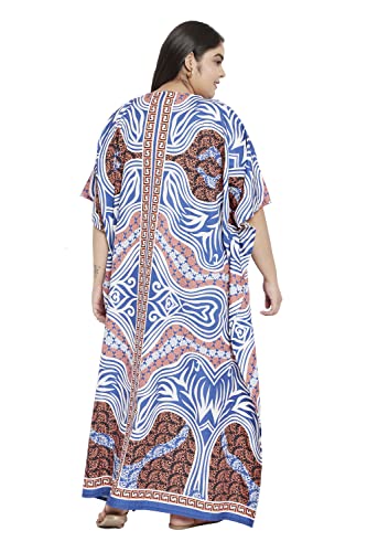 Image of Gypsie Blu Women Plus Size Kaftan Dress Beach Cover Up Maxi Dresses for Women, V-Neck Kimono Sleeve 1X-3X