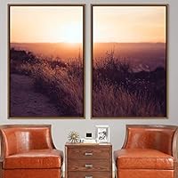 2 Piece Framed Canvas Wall Art Sunset in The Mountains Canvas Prints Home Artwork Decoration for Living Room,Bedroom - 16