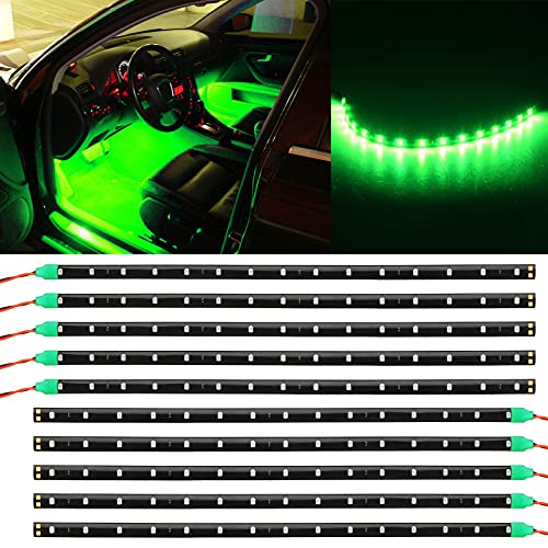10Pcs 12V Led Interior Car Light Led Strip Light, Mini Neon Interior Exterior Waterproof Flexible Utility 30Cm 15Leds Car Underglow Lights For Truck Bar Cars Golf Motorcycles Boat Decoration, Green #TOP11
