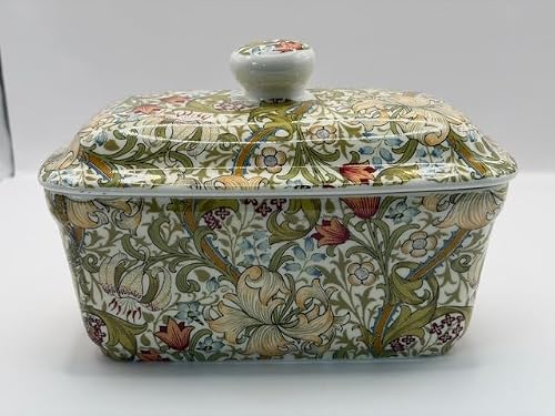 Image of fine Bone China William Morris Golden Lily Butter Dish with lid