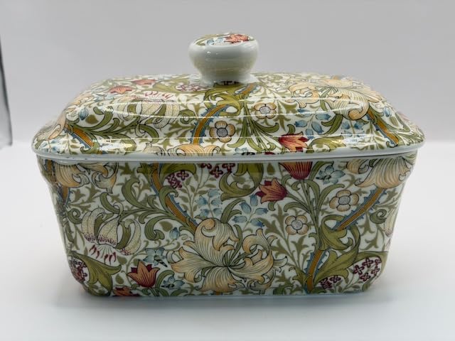 fine Bone China William Morris Golden Lily Butter Dish with lid — image 1