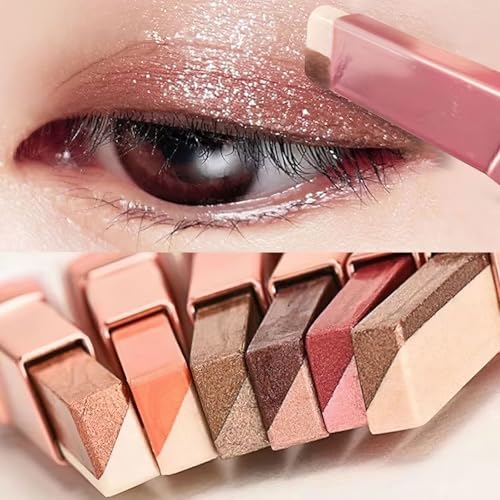 Ylapagne 6 Color Eyeshadow Stick Set, Portable Two Tone Eyeshadow Gradient Stick Glitter Gradient...