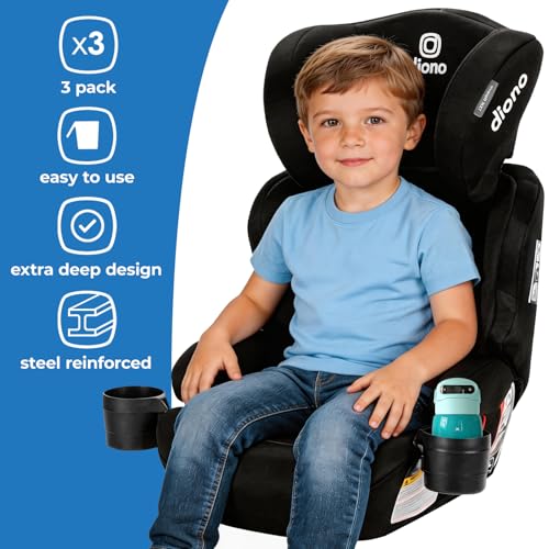 Image of Diono XL Car Seat Cup Holders for Radian and Everett Car Seats, Pack of 3 Cup Holders, Black