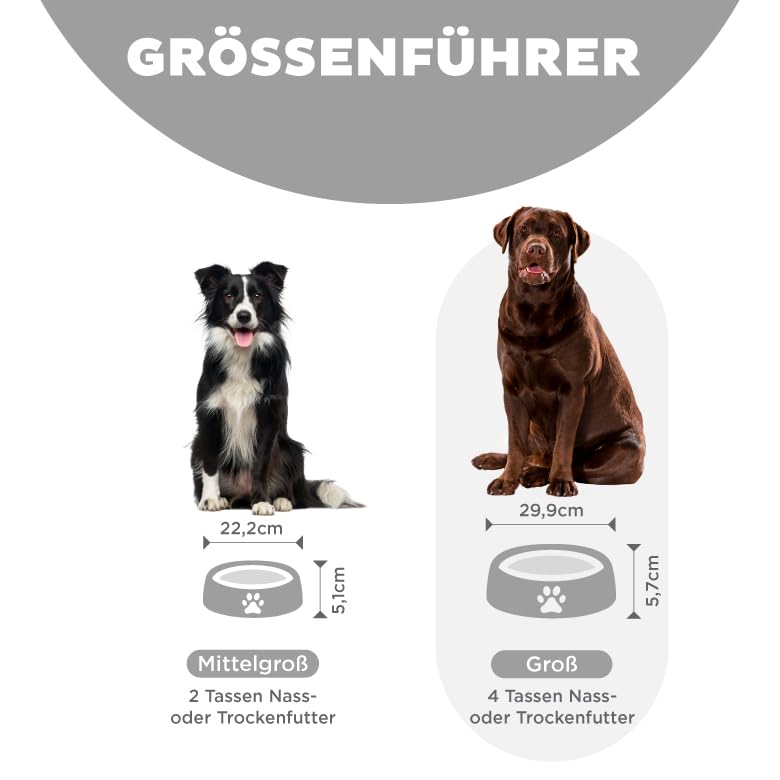 Outward Hound Antischlingnapf Hunde - Slow Feeder Hundenapf, für mehr Fressspaß, langsameres Fressen, beugt Blähungen vor, Rutschfester langlebiger Hunde Wasser- & Futternapf, Größe Mittel (Grau)