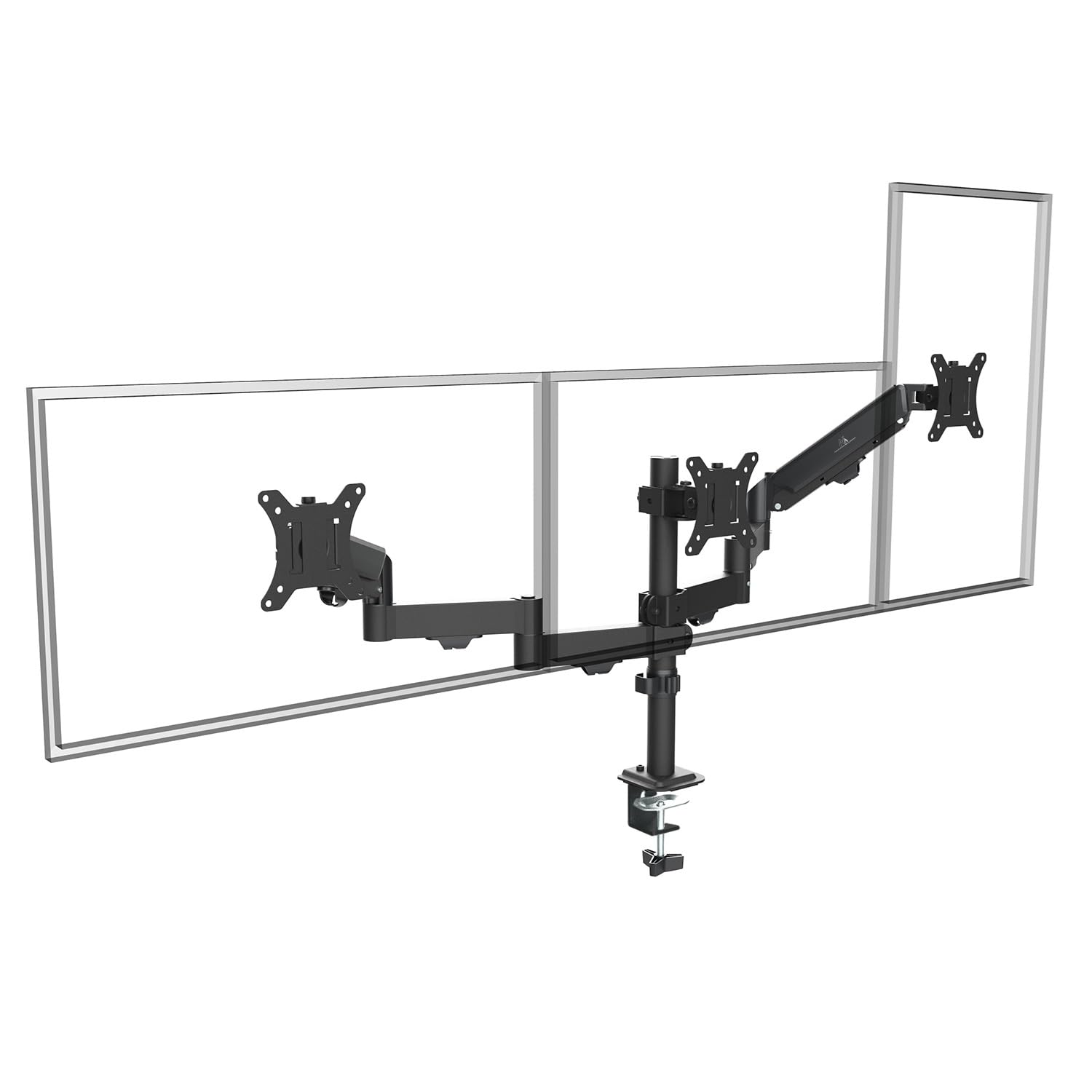Maclean MC-137 - Supporto per 3 monitor da 17 a 27", con molle a gas, regolabile in altezza, girevole, inclinabile, robusta struttura in acciaio, VESA 75 x 75, 100 x 100, gestione dei cavi, nero