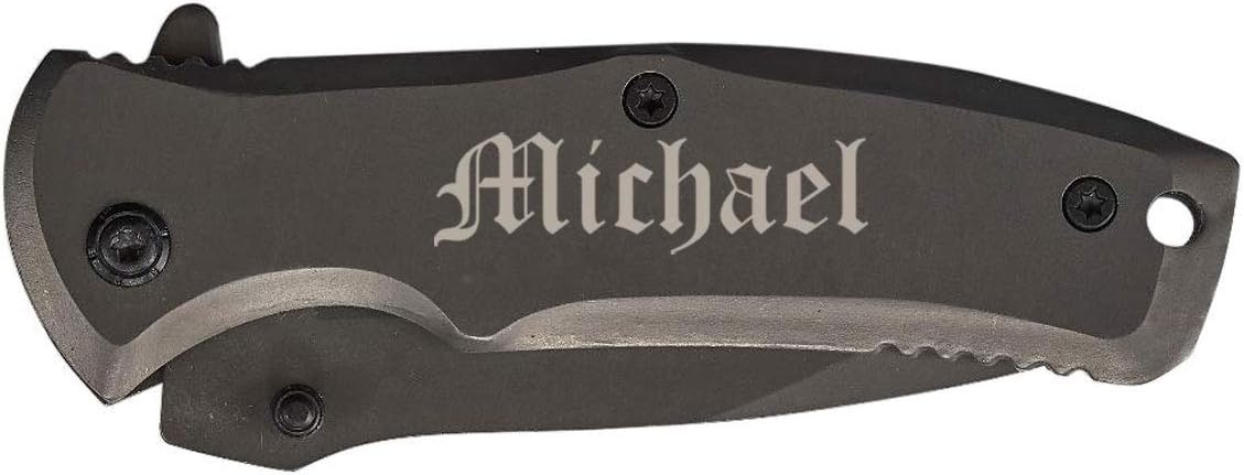 Visol Personalized Pendragon Small Gunmetal Pocket Knife with Free Laser Engraving ([C] Fonts)