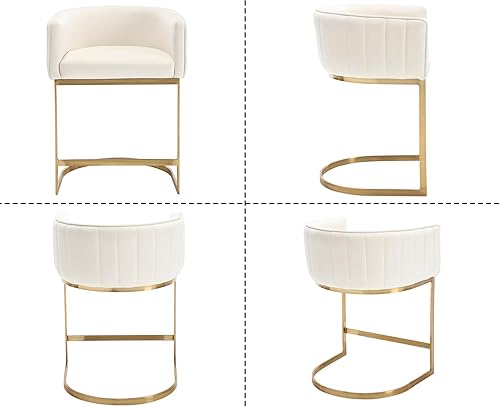 Miniatura 7 de Kmax Taburete de bar de 24.5 pulgadas de alto, moderno taburete tapizado de terciopelo con marco de metal negro con canal copetudo para isla de