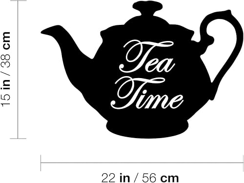 Miniatura 3 de Calcomanía de vinilo para pared, hora del té, 15 x 22 pulgadas, diseño de tetera con cita inspiradora moderna, para el hogar, oficina, cocina,