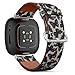 CJBROES Replacement Leather Watch Band, Compatible with Fitbit Versa 3 and Fitbit Sense of Wristband Bracelet Accessory - Mosaic-Butterflies