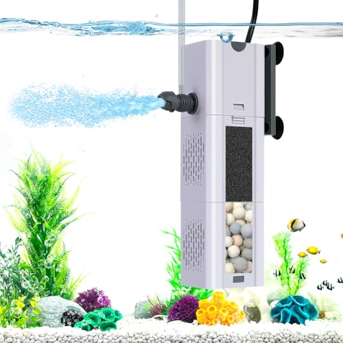 265 GPH 4-in-1 aquarium filter, 20-80 gallon fish tank filters Filtration and Oxygenation, filter...
